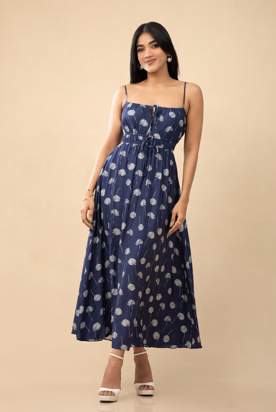 BAYLEEE ENDRI BLUE PRINTED MAXI DRESS