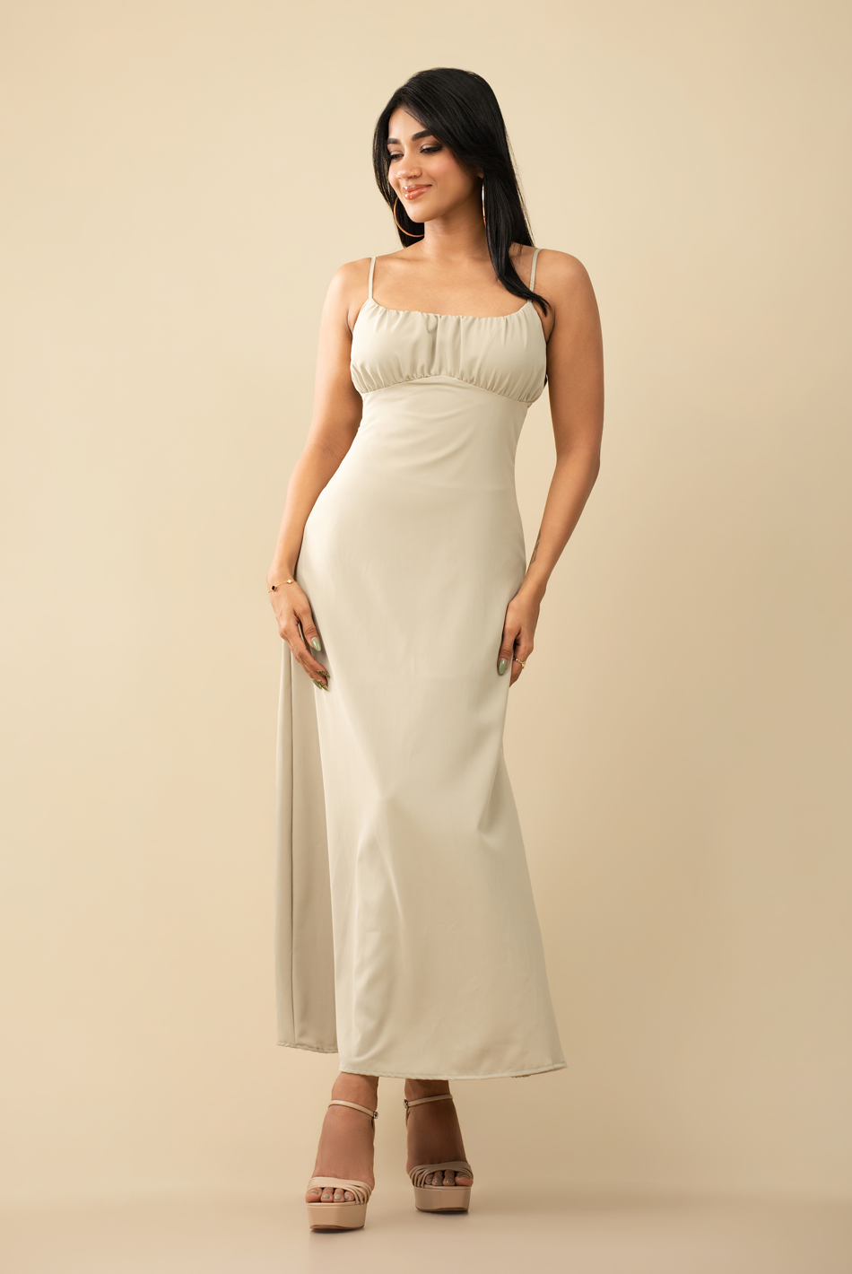 BAYLEEE DEMELZA OLIVE GREEN MAXI DRESS