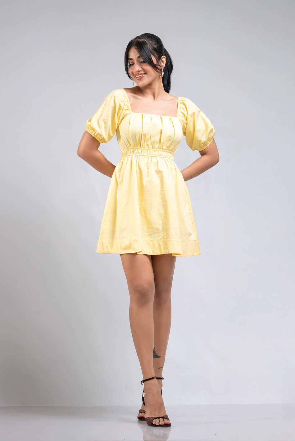 BAYLEEE ALITA YELLOW YELLOW MINI DRESS