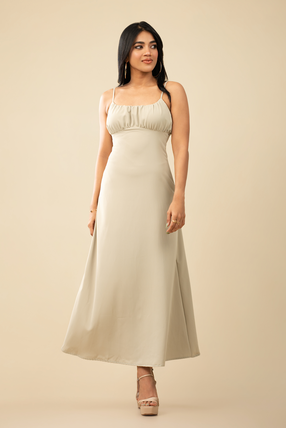 BAYLEEE DEMELZA OLIVE GREEN MAXI DRESS