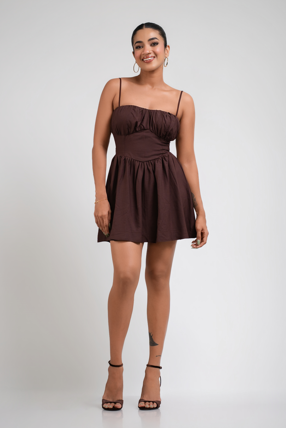 BAYLEEE RENARA BROWN MINI DRESS