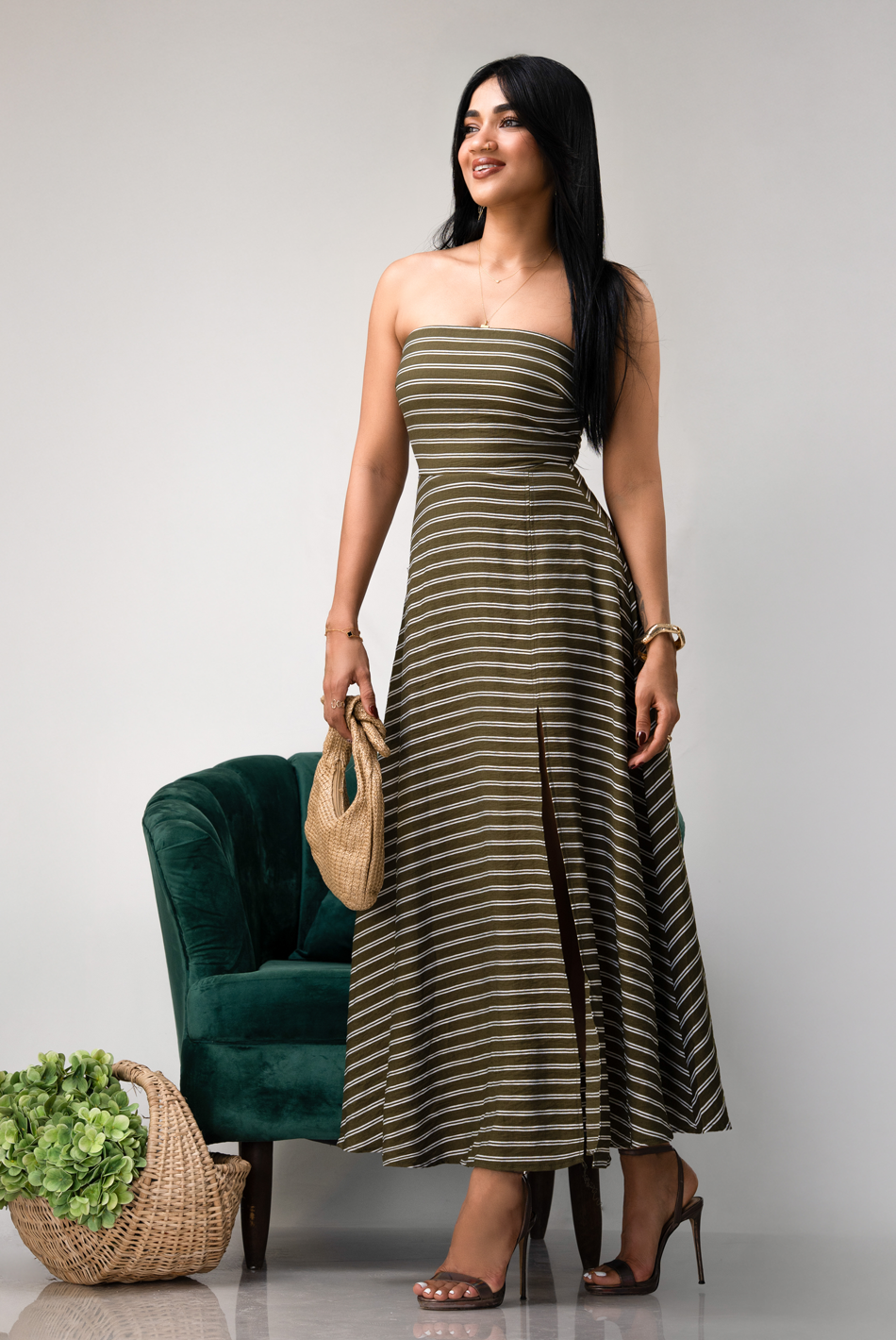 BAYLEEE CASTIEL GREEN MAXI DRESS
