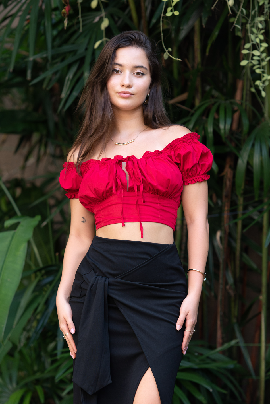 BAYLEEE ONORA RED CROP TOP