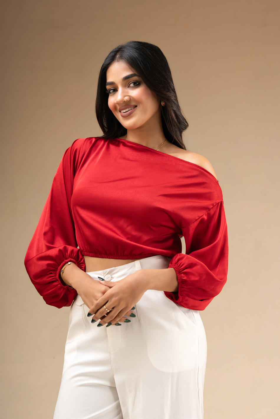 BAYLEEE YEHLI RED OFF SHOULDER TOP