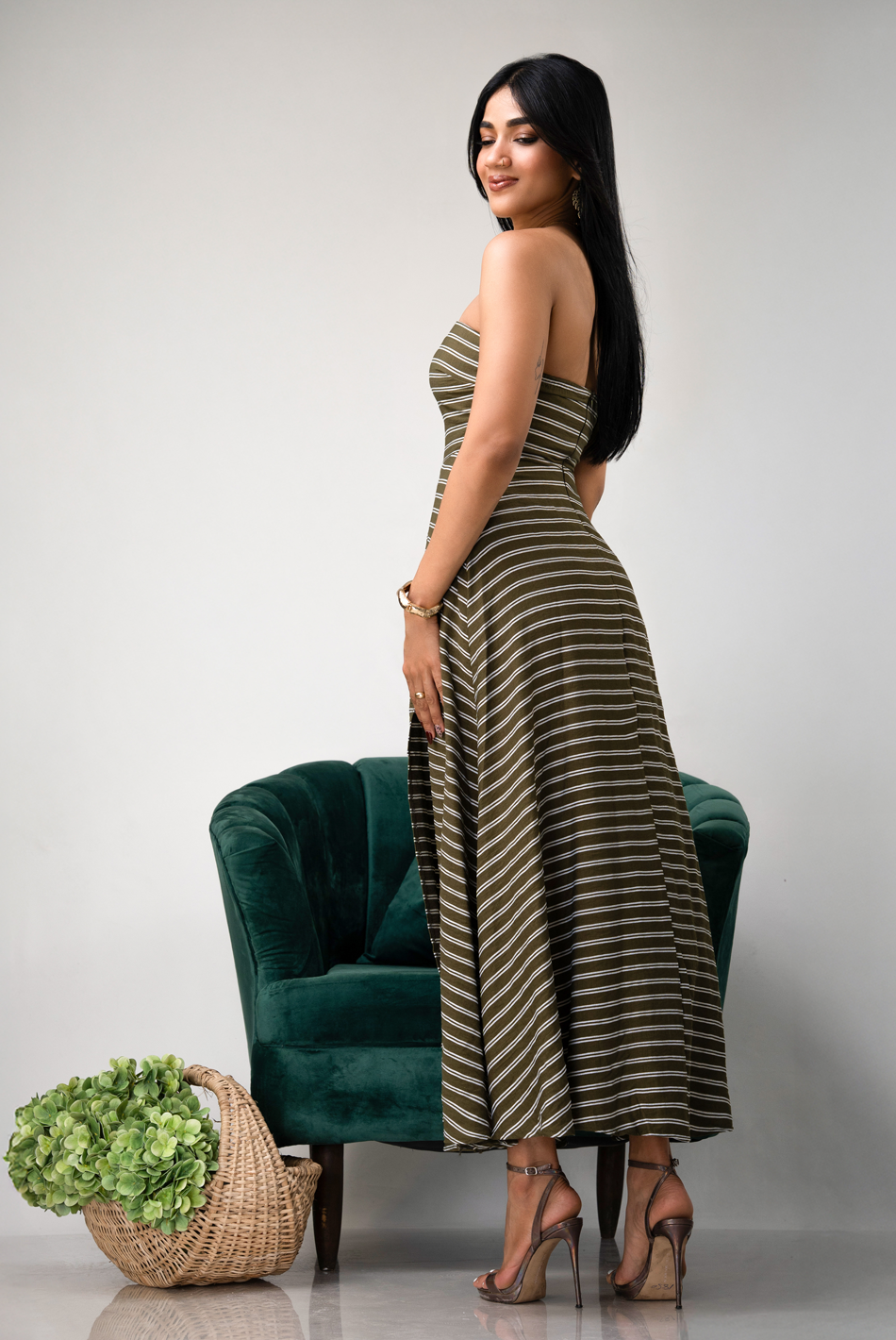 BAYLEEE CASTIEL GREEN MAXI DRESS