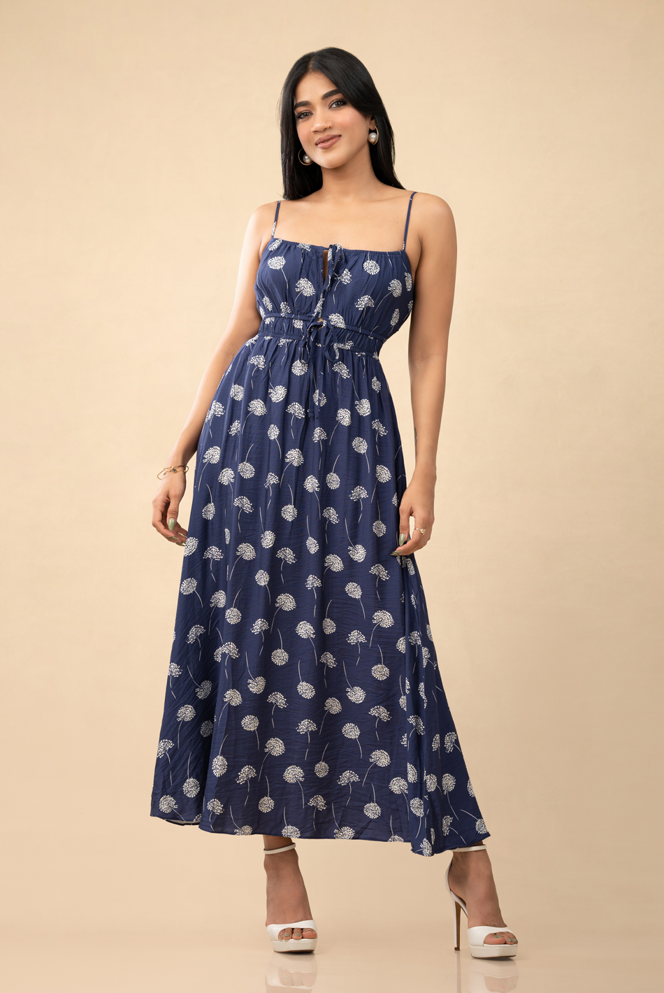 BAYLEEE ENDRI BLUE PRINTED MAXI DRESS