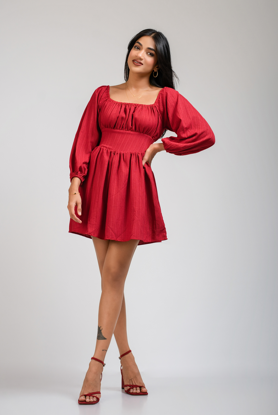 BAYLEEE INEZ MAROON MINI DRESS