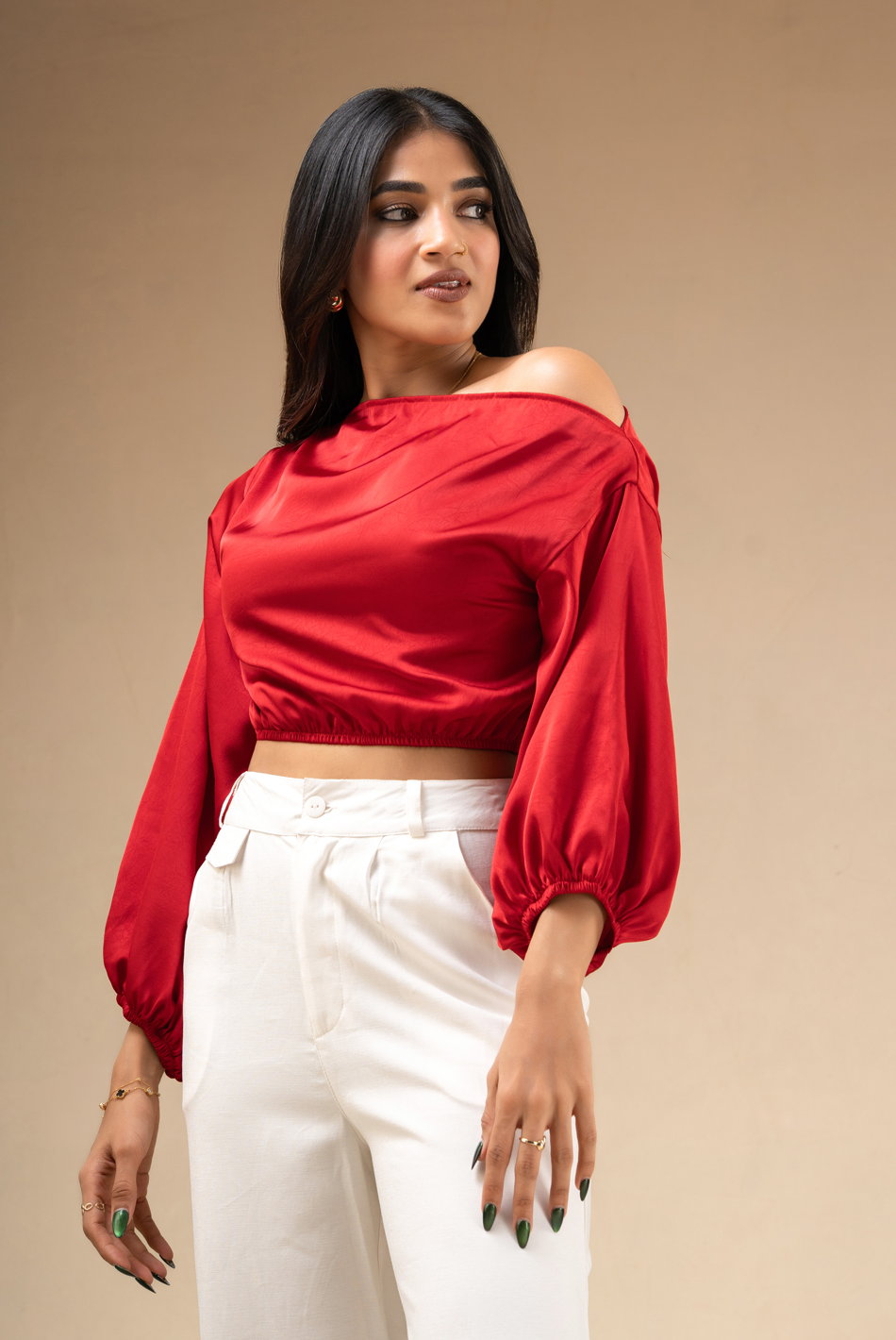 BAYLEEE YEHLI RED OFF SHOULDER TOP