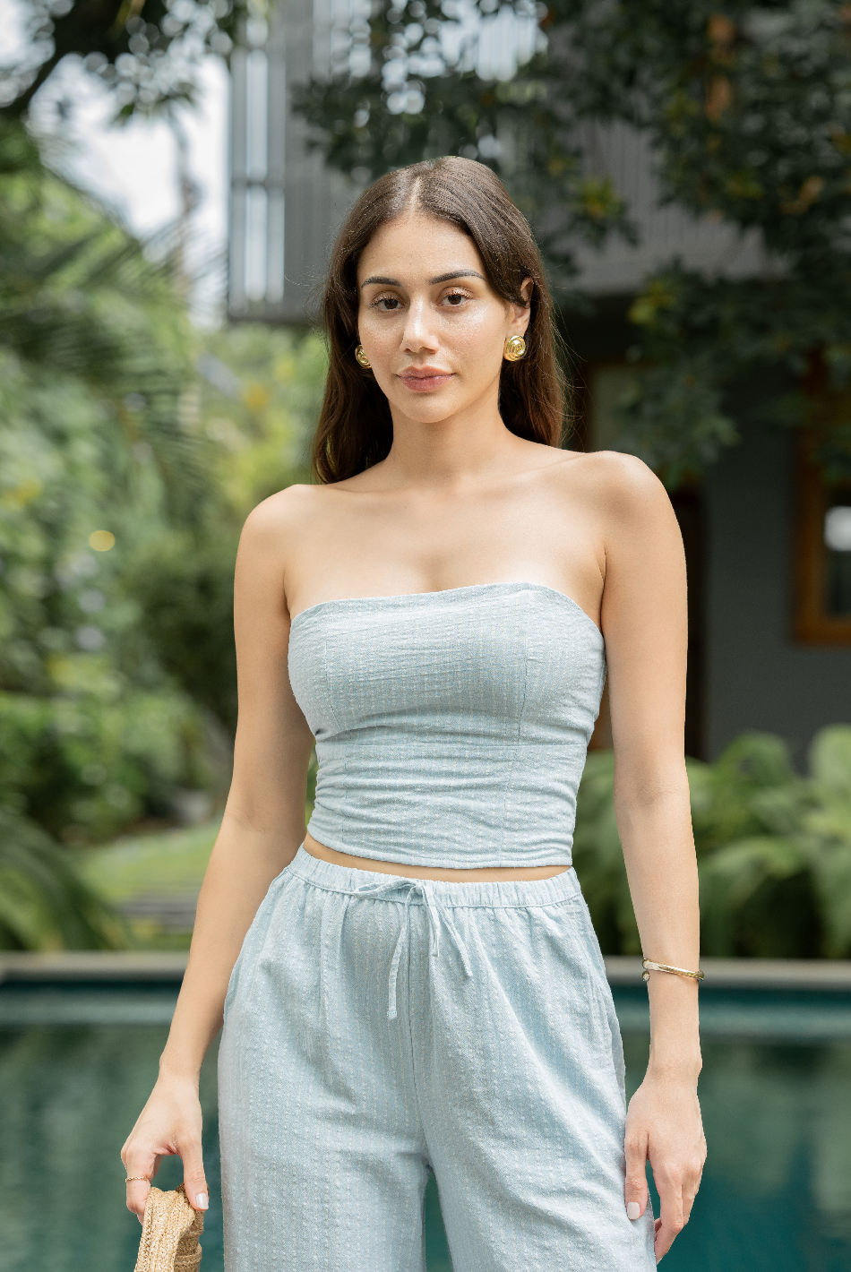 BAYLEEE JUNELIA LIGHT BLUE TUBE TOP