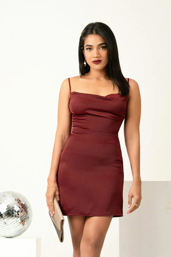 Bayleee Shinoh Cowl Neck Mini Dress