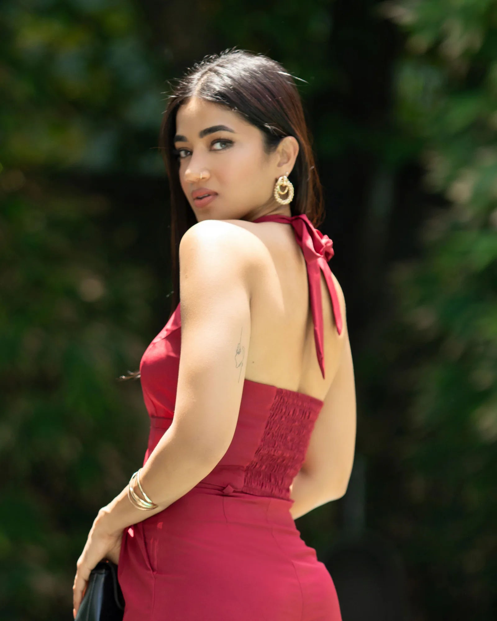 Bayleee Dante Maroon Halter Neck Top