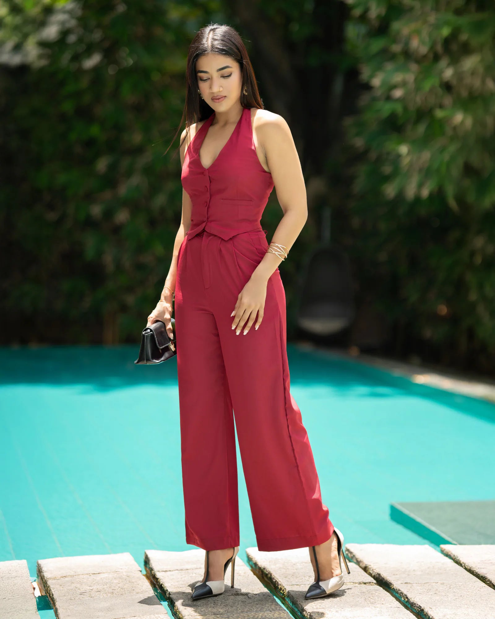 Bayleee Dante Maroon Straight Leg Pant