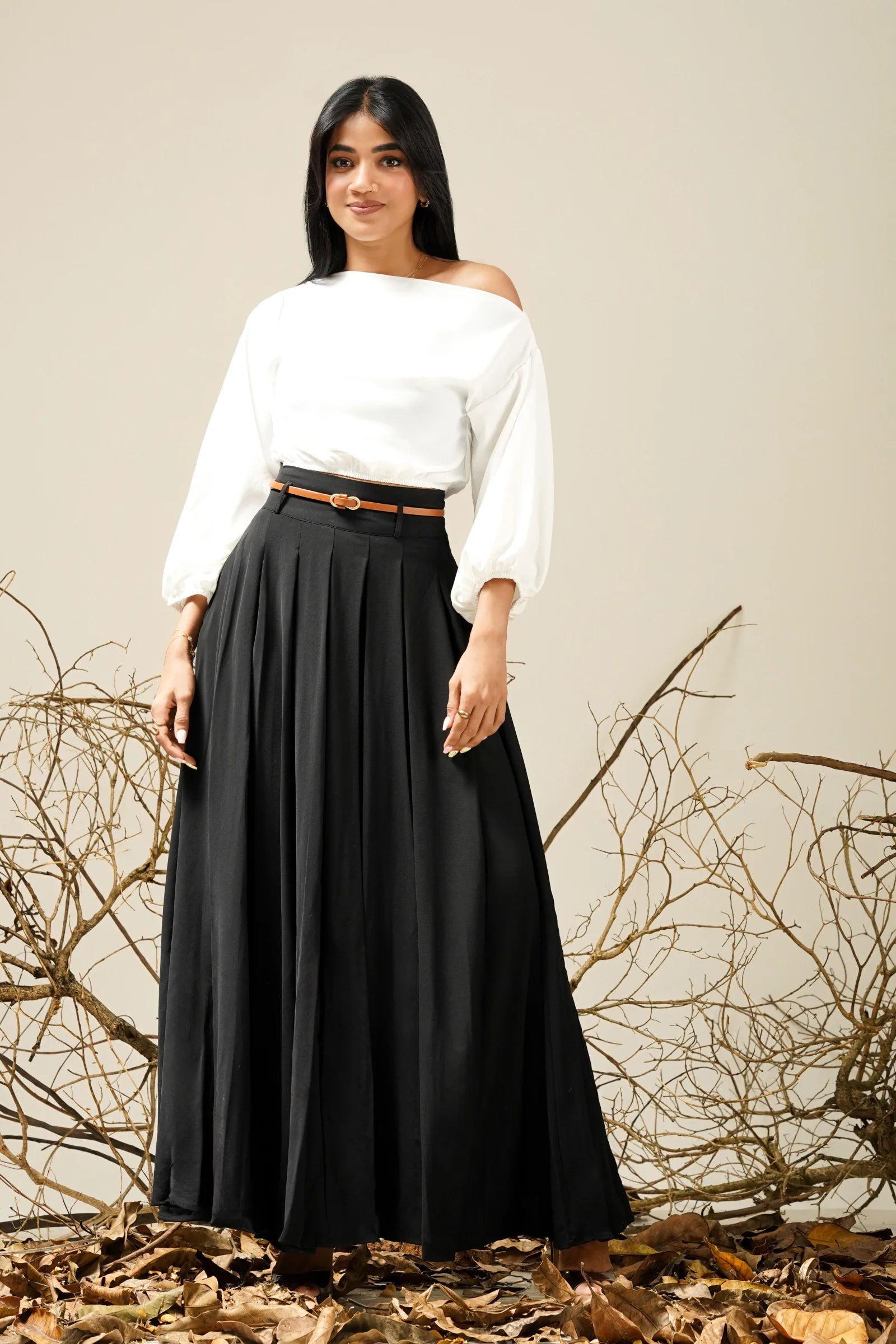 Bayleee Silken Off Shoulder Crop Top