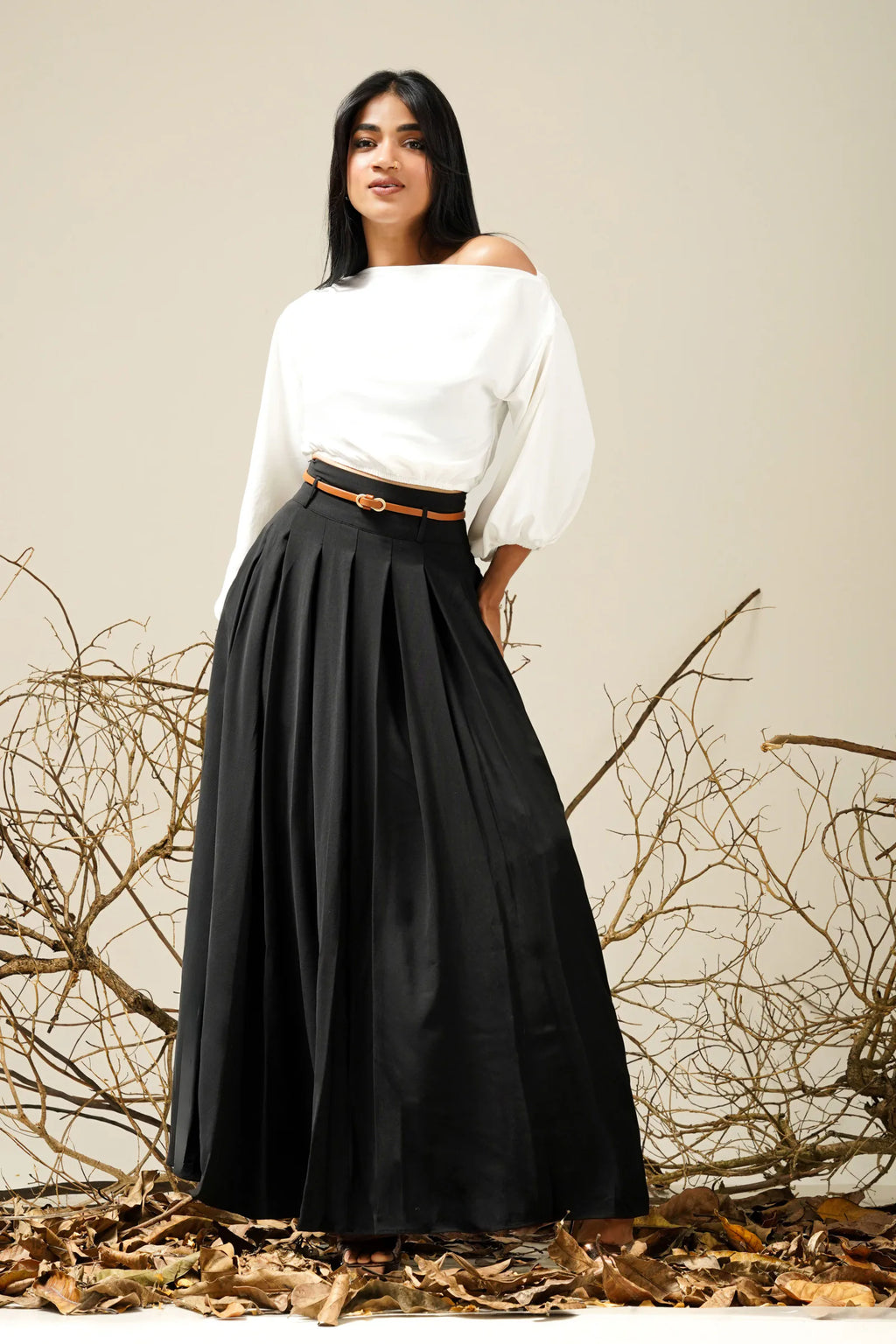 Bayleee Silken Off Shoulder Crop Top