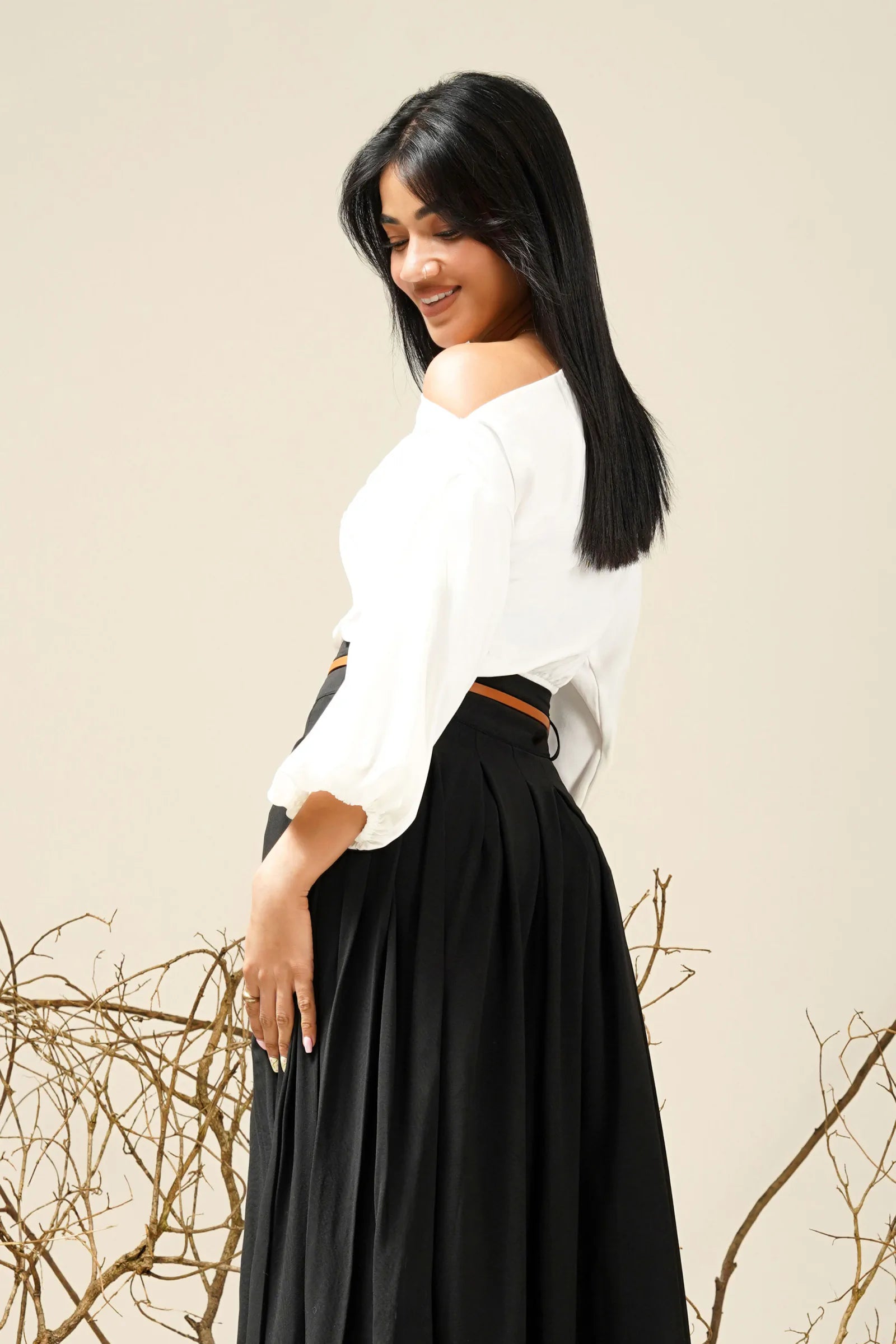 Bayleee Silken Off Shoulder Crop Top